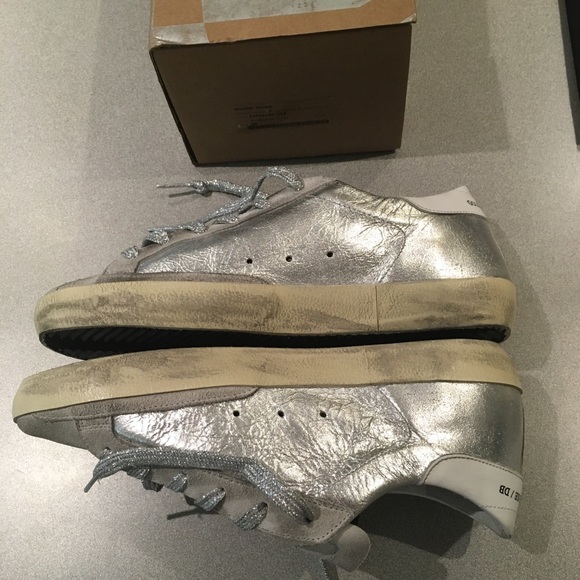 Golden Goose Superstar Wrinkled Silver Leather NIB - Picture 5 of 7